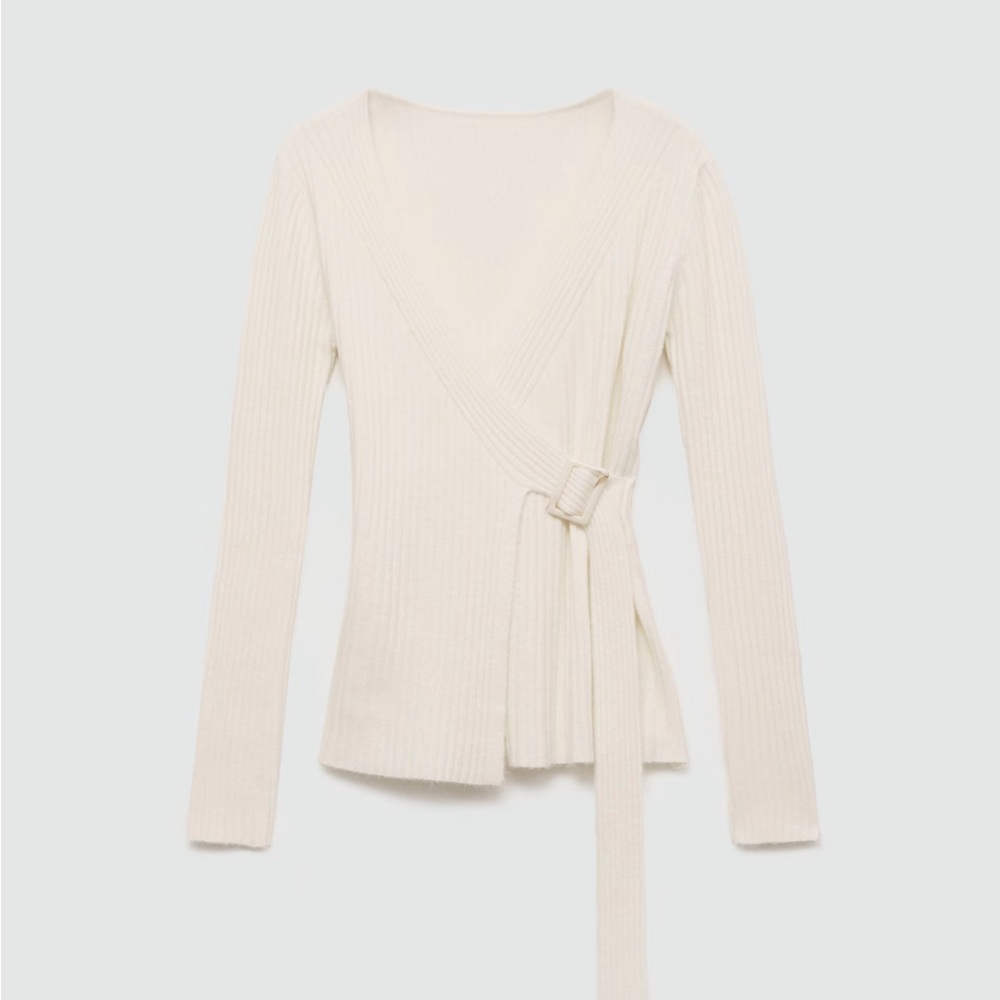 Mango Cream Wrap Cardigan